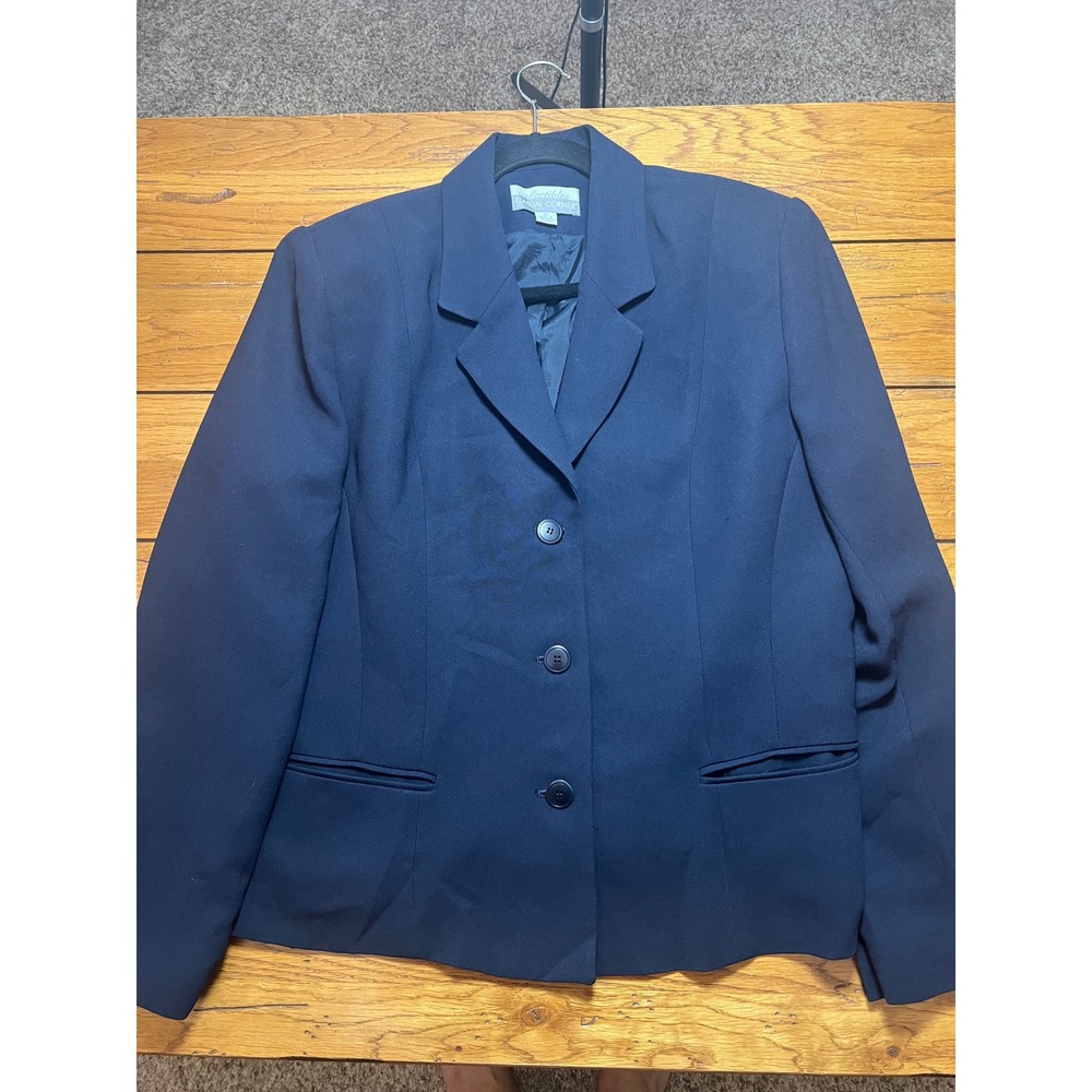 Casual Corner Collectibles Navy Blue 3 Button Blazer Jacket Size 16